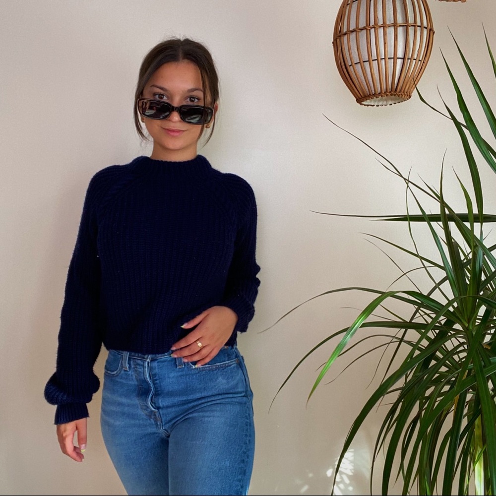 Navy turtleneck sweater